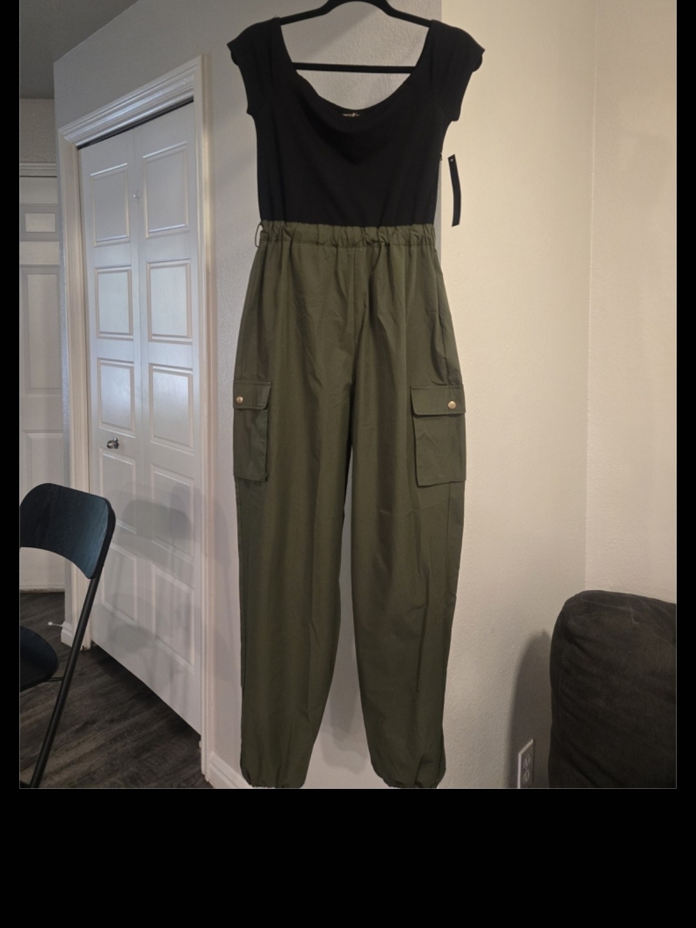 Women's Utility Jumpsuit in Green & Black